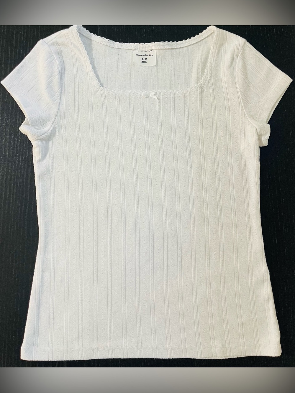 abercrombie kids White Ribbed Short Sleeve Scoop Neck Tee